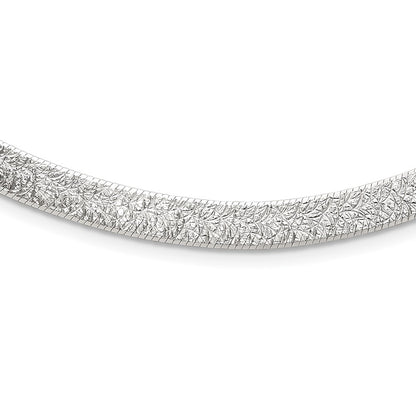 Sterling Silver Polished and Textured 8mm Flat Herringbone Chian Necklace 18"