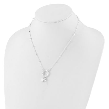 Sterling Silver Heart Miraculous Medal Cross Charm Necklace 18"
