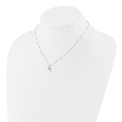 Sterling Silver Cubic Zirconia Crosses Necklace 18"
