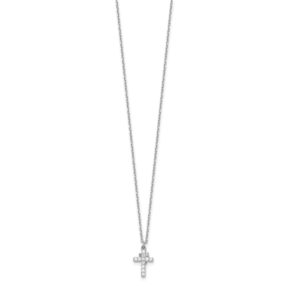 Sterling Silver Cubic Zirconia Crosses Necklace 18"