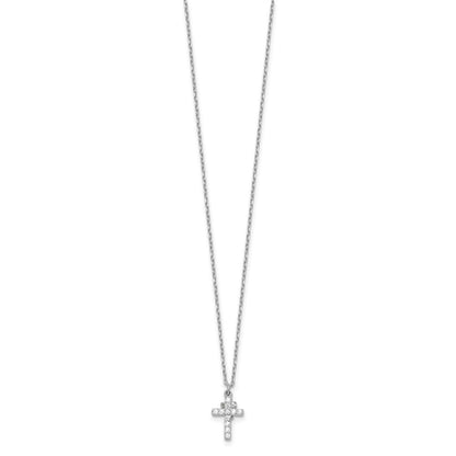 Sterling Silver Cubic Zirconia Crosses Necklace 18"