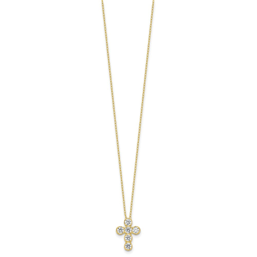Sterling Silver Gold-tone Cubic Zirconia Cross 18"