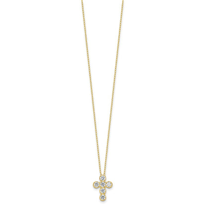 Sterling Silver Gold-tone Cubic Zirconia Cross 18"