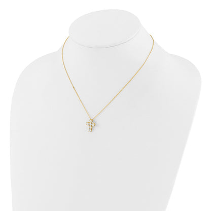 Sterling Silver Gold-tone Cubic Zirconia Cross 18"