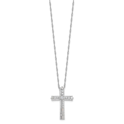 Sterling Silver Cubic Zirconia Cross Necklace 20"