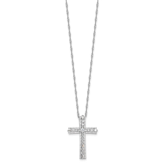 Sterling Silver Cubic Zirconia Cross Necklace 20"