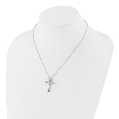 Sterling Silver Cubic Zirconia Cross Necklace 20"