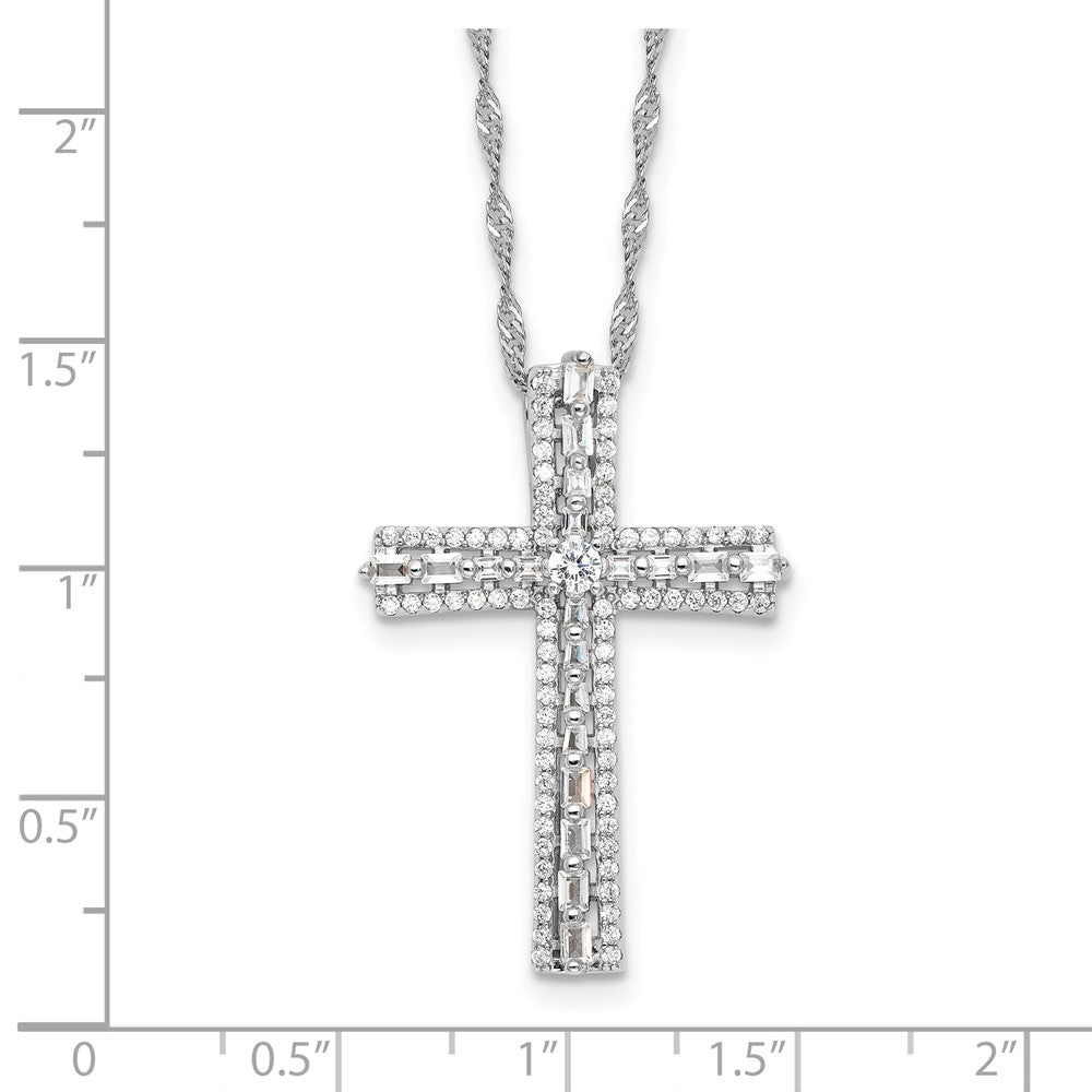 Sterling Silver Cubic Zirconia Cross Necklace 20"