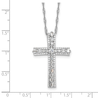 Sterling Silver Cubic Zirconia Cross Necklace 20"