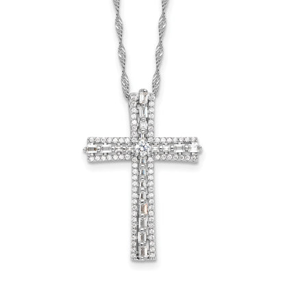 Sterling Silver Cubic Zirconia Cross Necklace 20"
