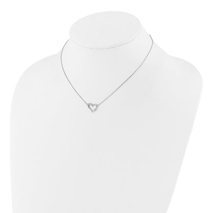 Sterling Silver Heart Cross Necklace 15"