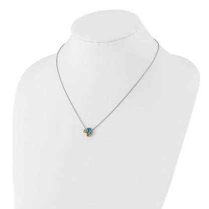 925 Sterling Silver Multi Gemstone Pendant Necklace 18"