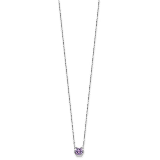 Sterling Silver Polished Amethyst Necklace 18"