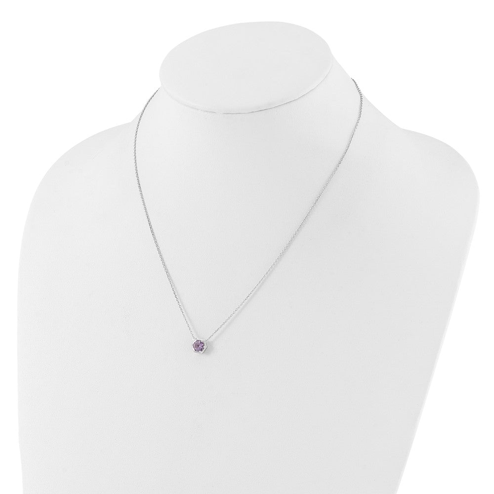 Sterling Silver Polished Amethyst Necklace 18"