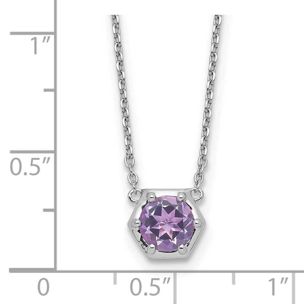 Sterling Silver Polished Amethyst Necklace 18"