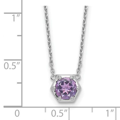 Sterling Silver Polished Amethyst Necklace 18"