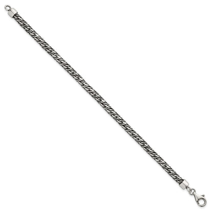 925 Sterling Silver 4.7mm Rhodium-plated Polished and Antiqued Fancy Link Bracelet 8 inch
