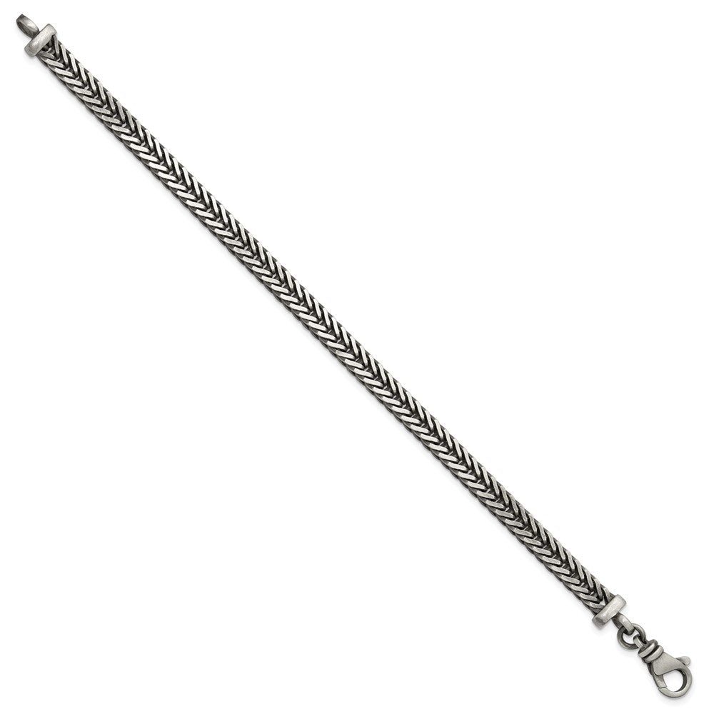 925 Sterling Silver 5.5mm Antiqued Franco Link Bracelet 8 inch