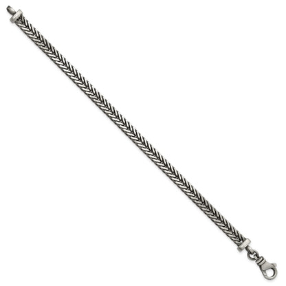 925 Sterling Silver 5.5mm Antiqued Franco Link Bracelet 8 inch