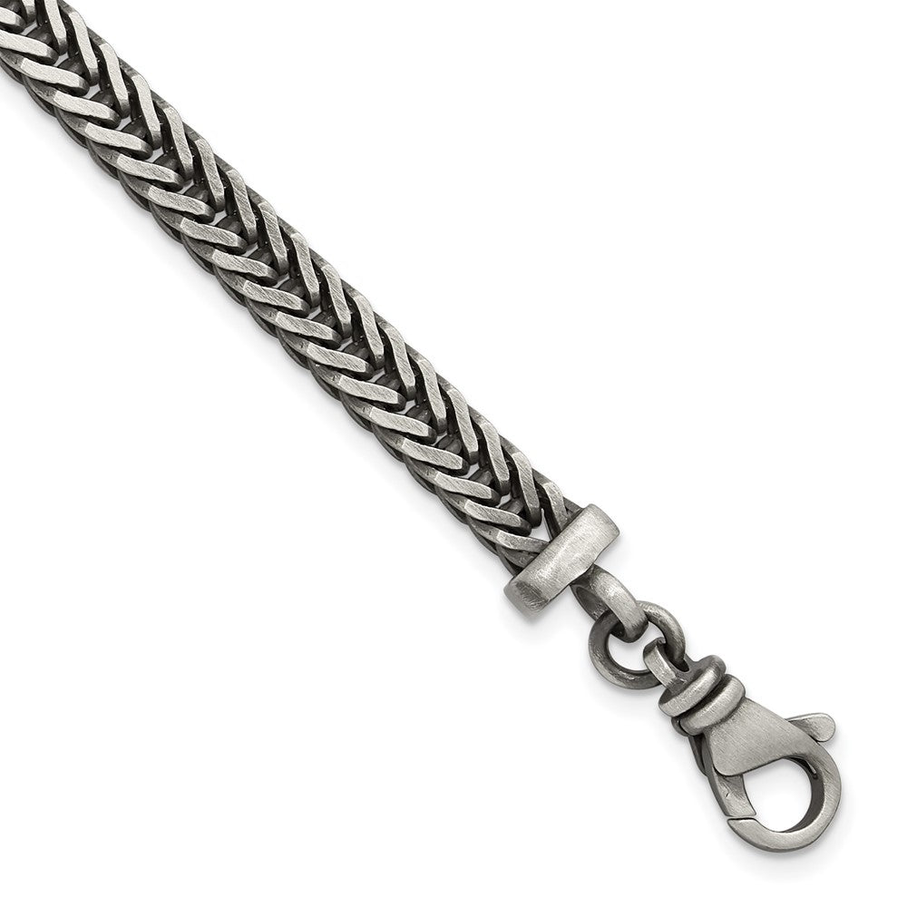 925 Sterling Silver 5.5mm Antiqued Franco Link Bracelet 8 inch
