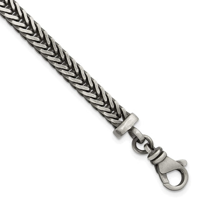 925 Sterling Silver 5.5mm Antiqued Franco Link Bracelet 8 inch