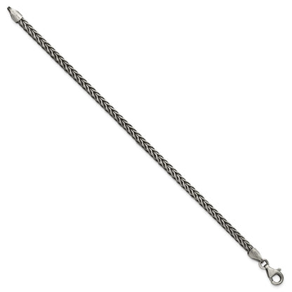 925 Sterling Silver 3.9mm Antiqued 3. Wheat Link Bracelet 8 inch