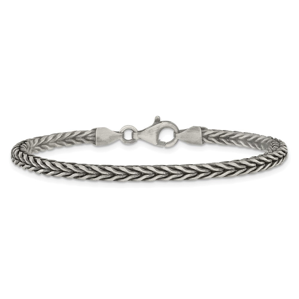 925 Sterling Silver 3.9mm Antiqued 3. Wheat Link Bracelet 8 inch