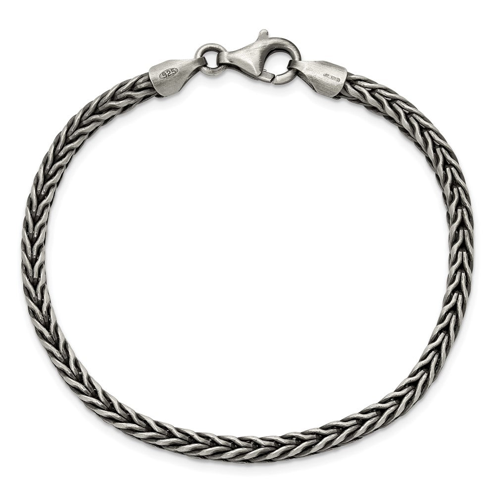 925 Sterling Silver 3.9mm Antiqued 3. Wheat Link Bracelet 8 inch