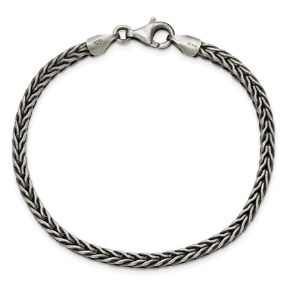 925 Sterling Silver 3.9mm Antiqued 3. Wheat Link Bracelet 8 inch