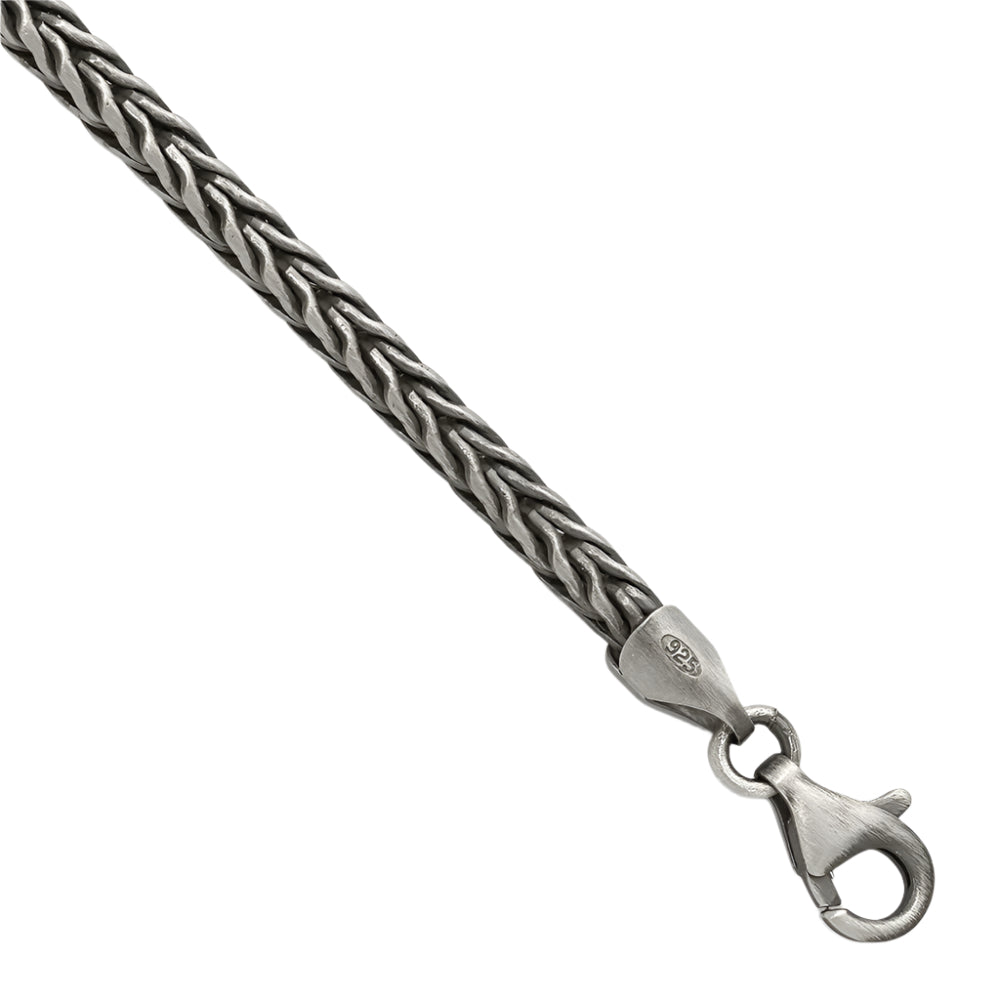925 Sterling Silver 3.9mm Antiqued 3. Wheat Link Bracelet 8 inch