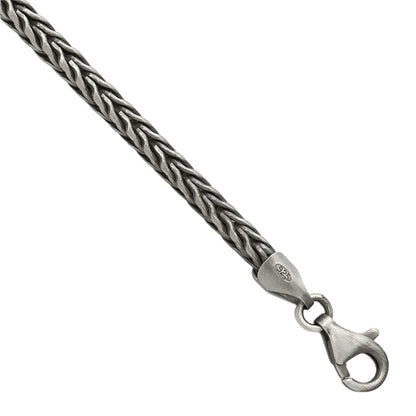 925 Sterling Silver 3.9mm Antiqued 3. Wheat Link Bracelet 8 inch