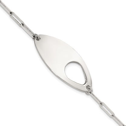925 Sterling Silver 3.1mm Fancy Geometric Center with Paperclip Link Extension Bracelet 7 inch