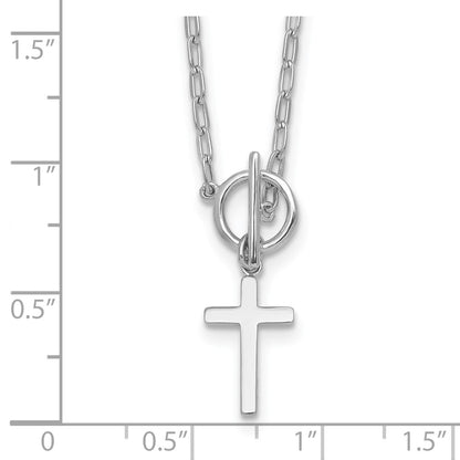 Sterling Silver Gold-tone Polished Cross Dangle Paperclip Link Necklace 18"