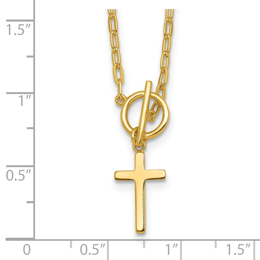 Sterling Silver Gold-tone Polished Cross Dangle Paperclip Link Necklace 18"