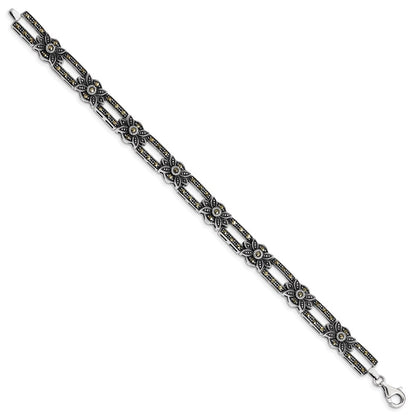 925 Sterling Silver Rhodium-plated Marcasite Bracelet 7.5 inch