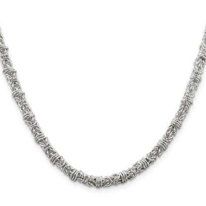 Sterling Silver 4mm Fancy Byzantine Chain Necklace