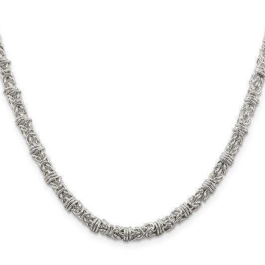Sterling Silver 4mm Fancy Byzantine Chain Necklace