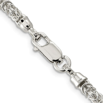 Sterling Silver 4mm Fancy Byzantine Chain Necklace