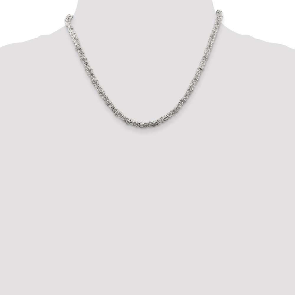 Sterling Silver 4mm Fancy Byzantine Chain Necklace