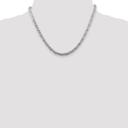 Sterling Silver 4mm Fancy Byzantine Chain Necklace