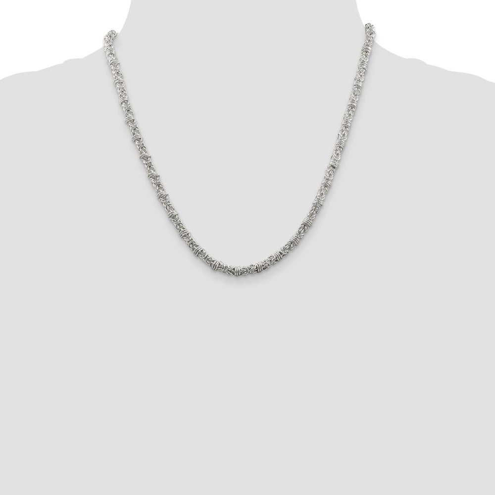 Sterling Silver 4mm Fancy Byzantine Chain Necklace