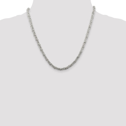 Sterling Silver 4mm Fancy Byzantine Chain Necklace