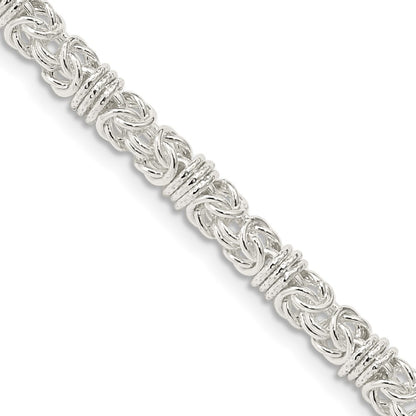 Sterling Silver 4mm Fancy Byzantine Chain Necklace