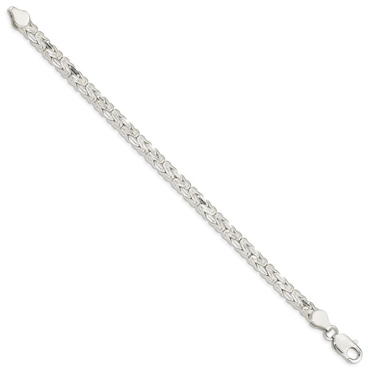 925 Sterling Silver Polished Back/Satin D/C Front Fancy Byzantine Bangle Bracelet 8 inch
