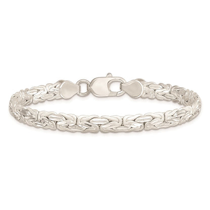 925 Sterling Silver Polished Back/Satin D/C Front Fancy Byzantine Bangle Bracelet 8 inch