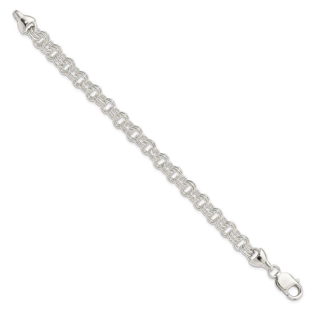 925 Sterling Silver Double Link Bracelet 7.5 inch