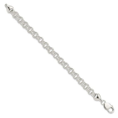 925 Sterling Silver Double Link Bracelet 7.5 inch