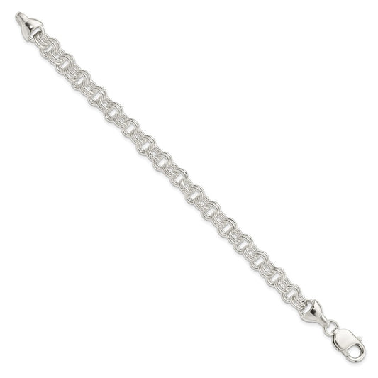 925 Sterling Silver Double Link Bracelet 7.5 inch