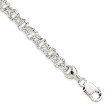925 Sterling Silver Double Link Bracelet 7.5 inch