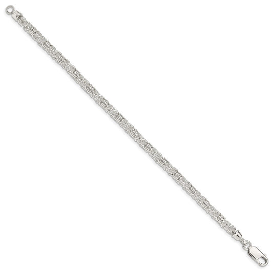 925 Sterling Silver 5mm Polished Fancy Link Bracelet 7.5 inch